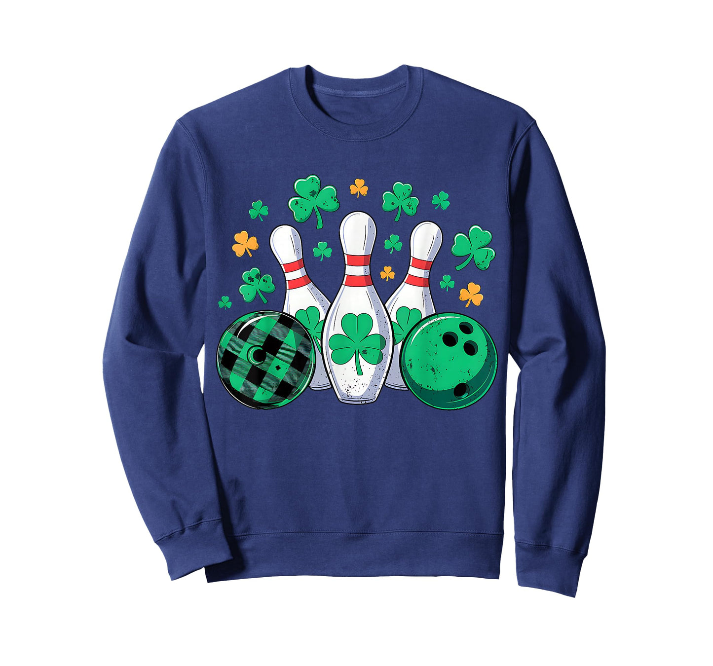 St Patricks Day Plaid Bowling Shamrock Irish Men Women Kids T-Shirt