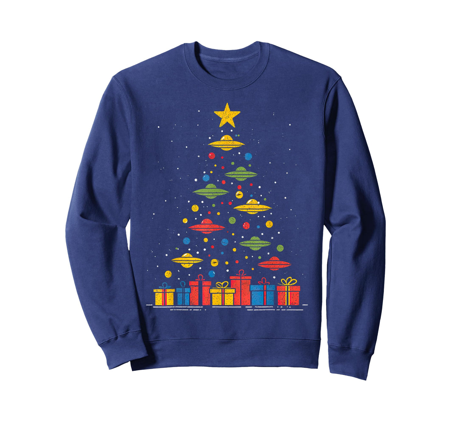 Funny UFO Christmas Tree Graphic Uap Alien Flying Saucers T-Shirt