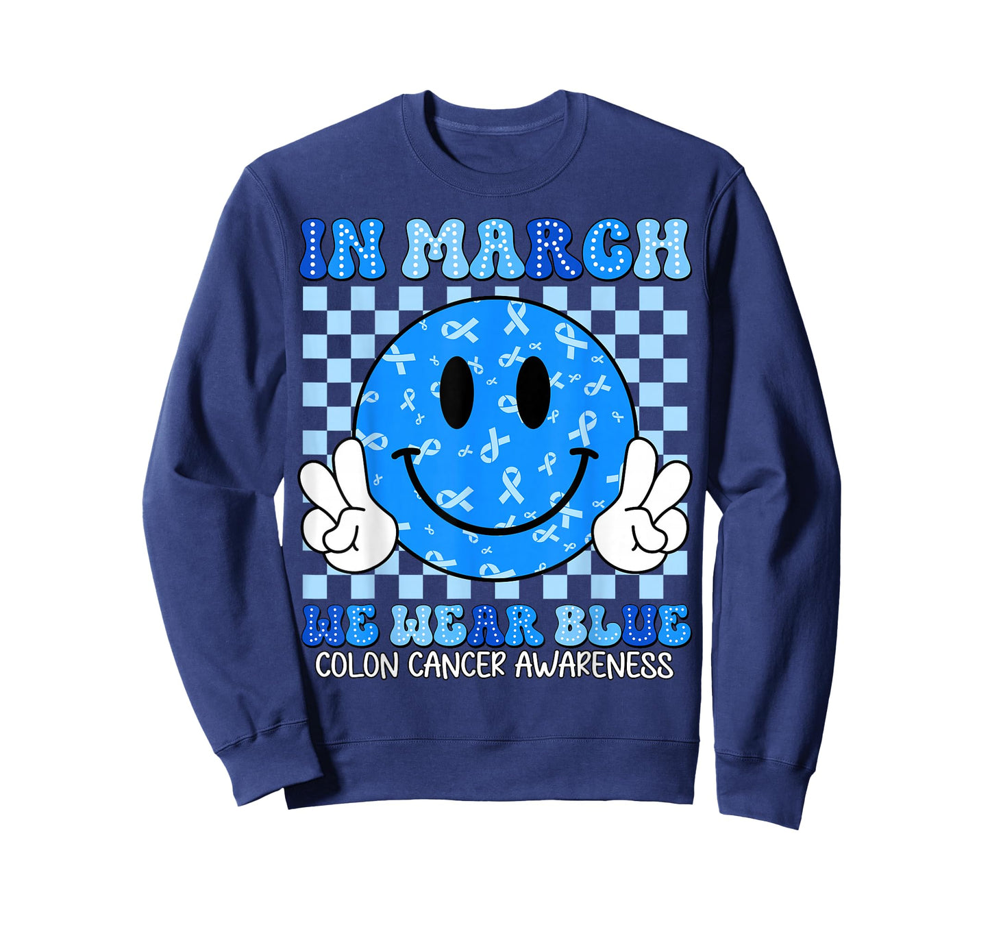 Retro in March We Wear Blue Ribbon Colon Cancer Awareness T-Shirt