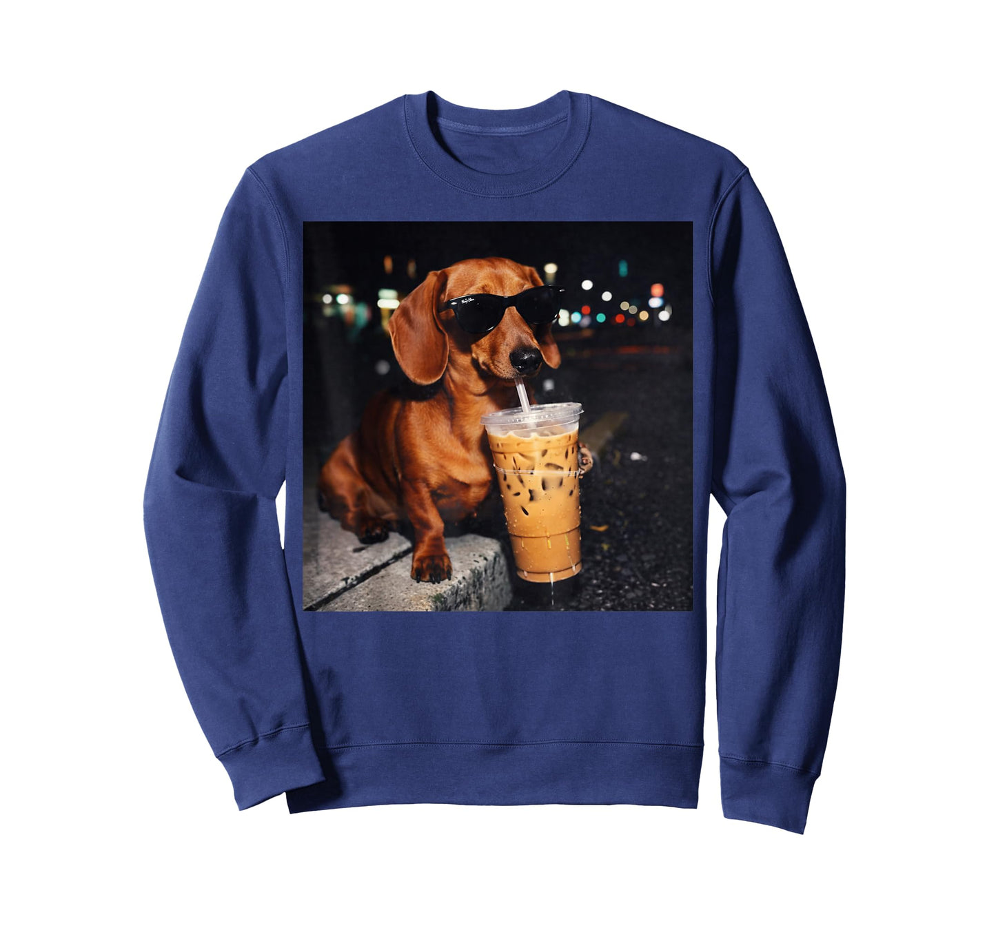Funny Dachshund Drinking Iced Coffee Lover Humor T-Shirt