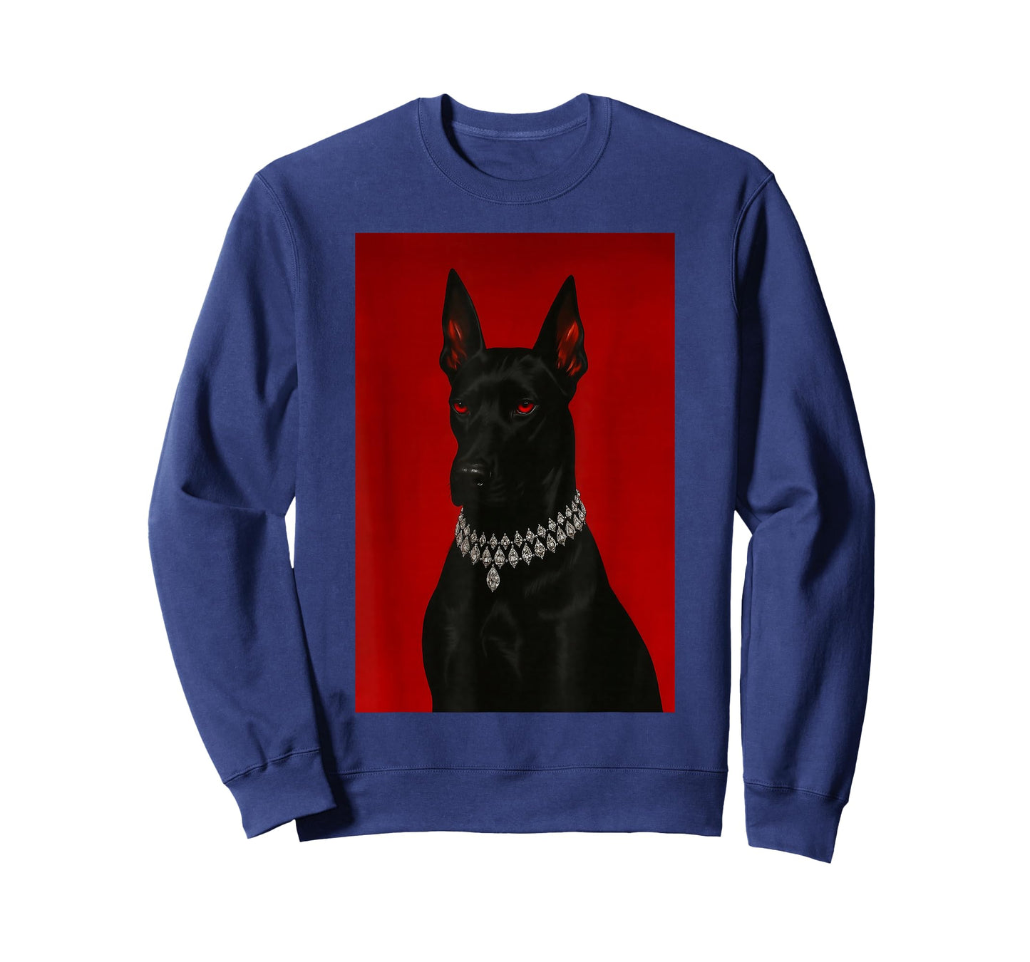Luxury Doberman Dark Black Dog Portrait Gothic Animal Art T-Shirt