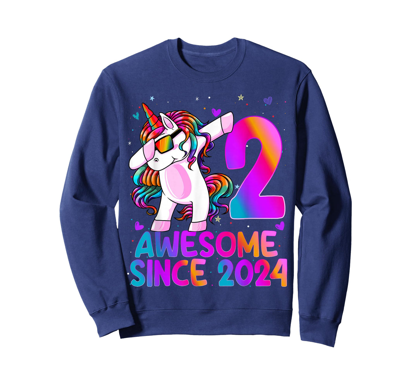 2 Year Old Girl Awesome Since 2024 Unicorn 2nd Birthday Girl T-Shirt