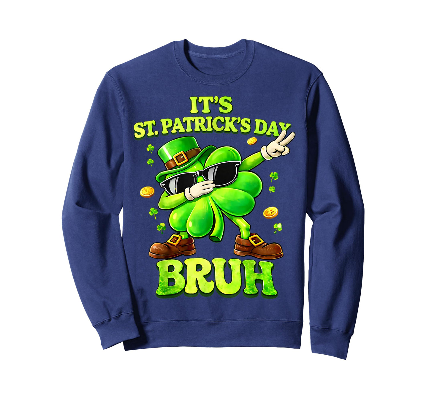 Bruh St Patricks Day Boys Kids Saint Patricks Day Shamrock T-Shirt