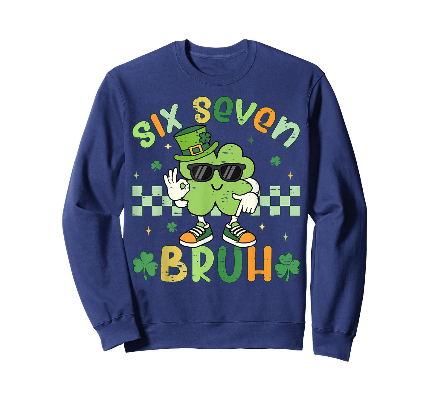 Funny Six Seven Bruh Shamrock St Patricks Day Kids Boys Girl T-Shirt