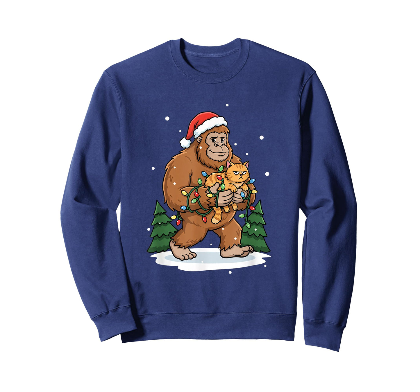 Cat Holiday Sasquatch Holding Grumpy Kitty Funny Cat Lover T-Shirt
