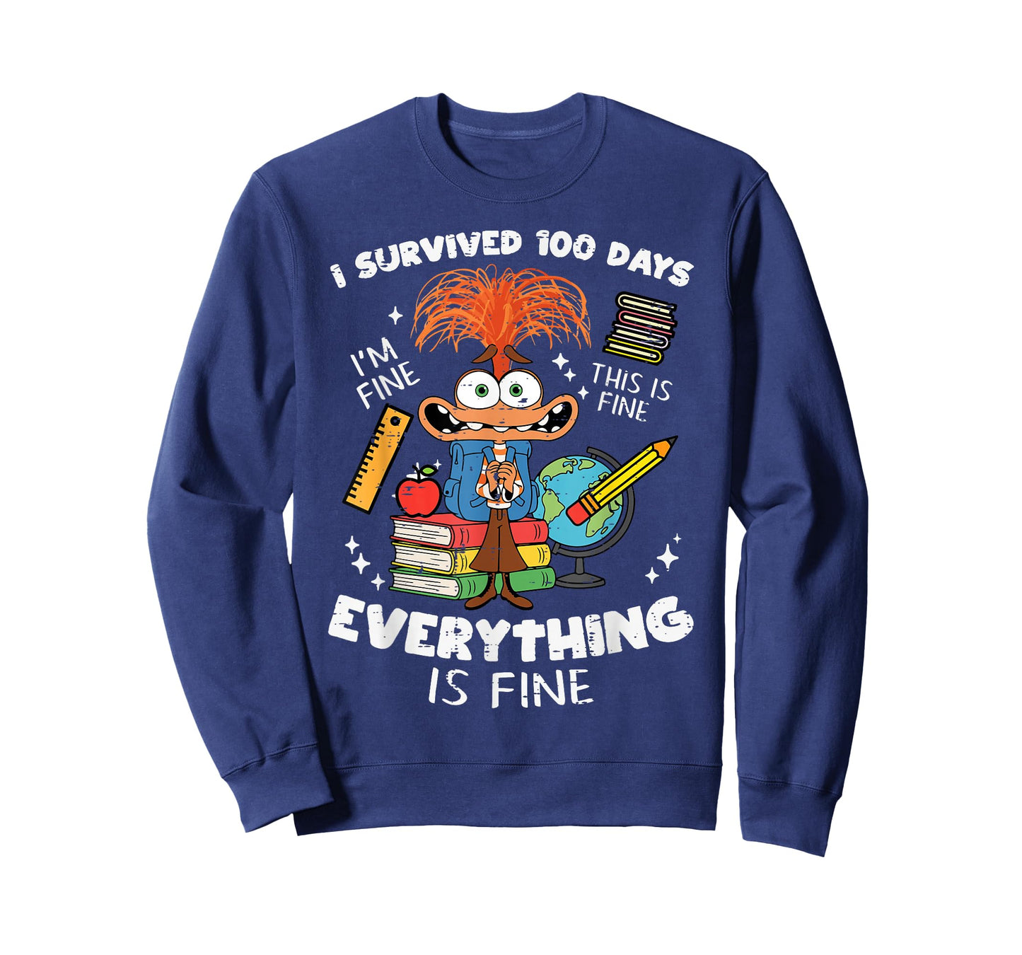 Survived 100 Days Im is Fine Anxiety 100th Day School Kids T-Shirt