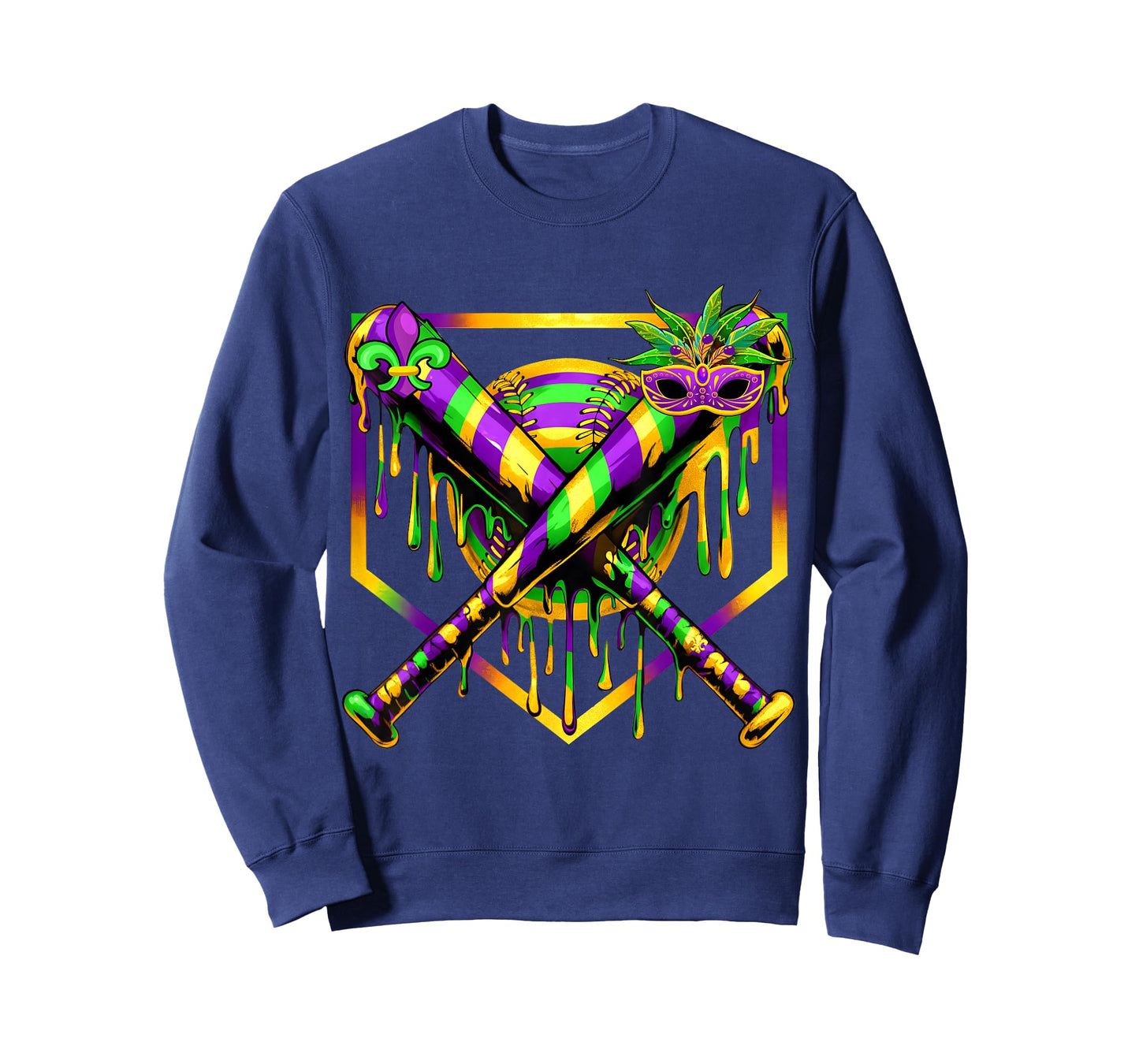 Baseball Mardi Gras Carnival Party Mask Ice Cream Drip Boys T-Shirt