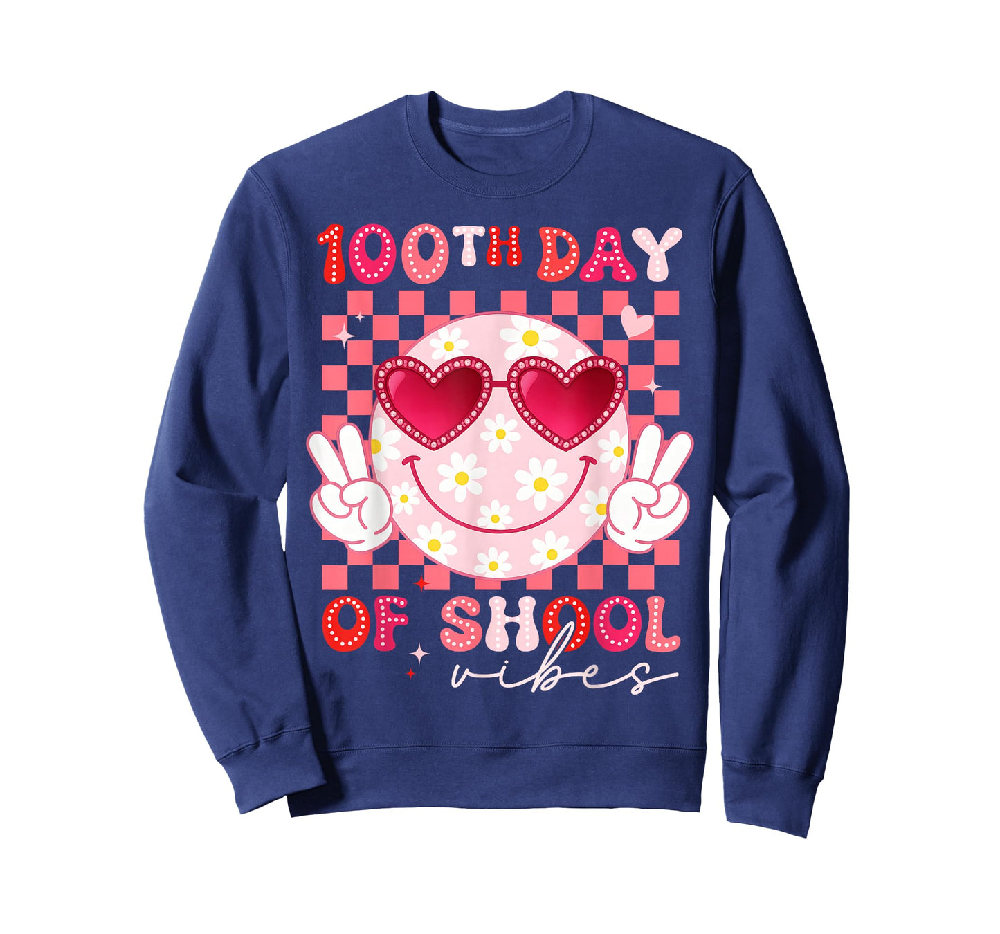 100th Day of School Vibes Smile Face 100 Days Girl Women T-Shirt