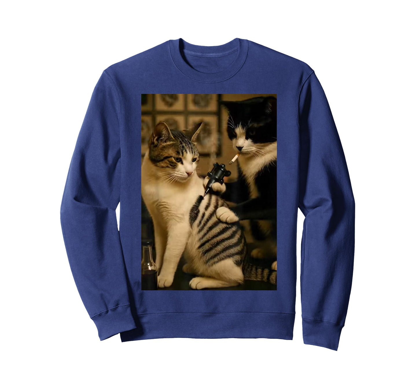 Vintage Cigarette Cat Smoking Tattoo Inked Artist Funny Meme T-Shirt