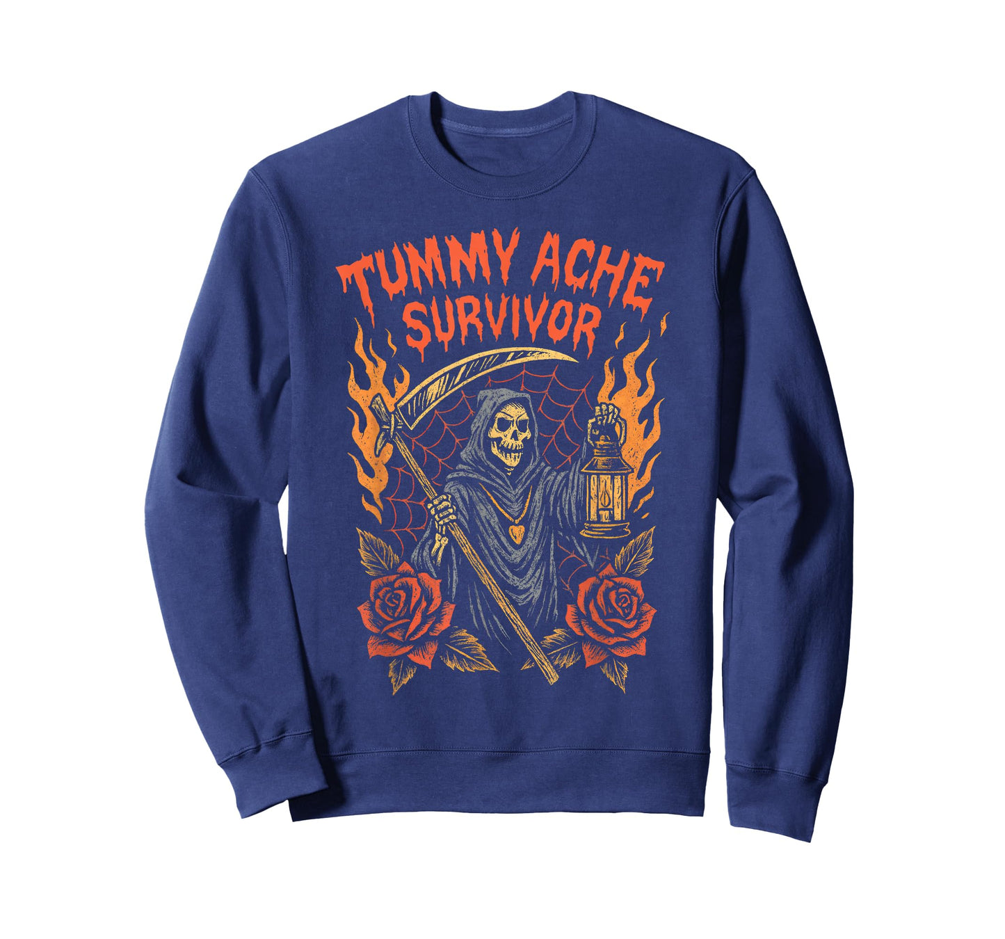 Tummy Ache Survivor Grim Reaper My Tummy Hurts Stomach Ache T-Shirt