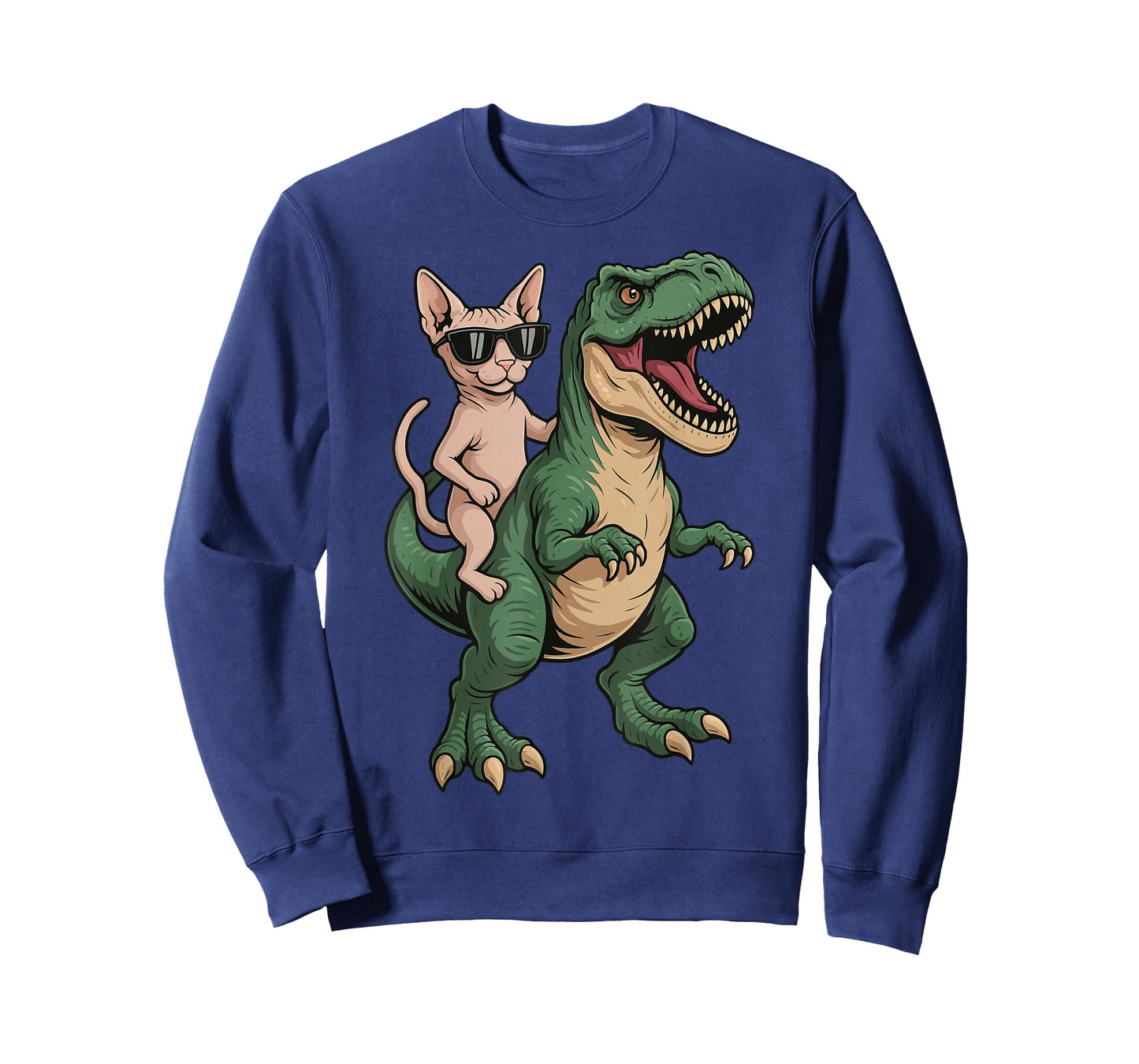Sphynx Cat Riding T-Rex T-Shirt