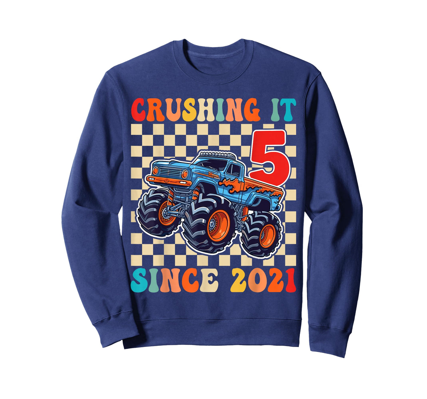 Birthday Monster Truck 5 Year Old Boys 5th Party Born 2021 T-Shirt