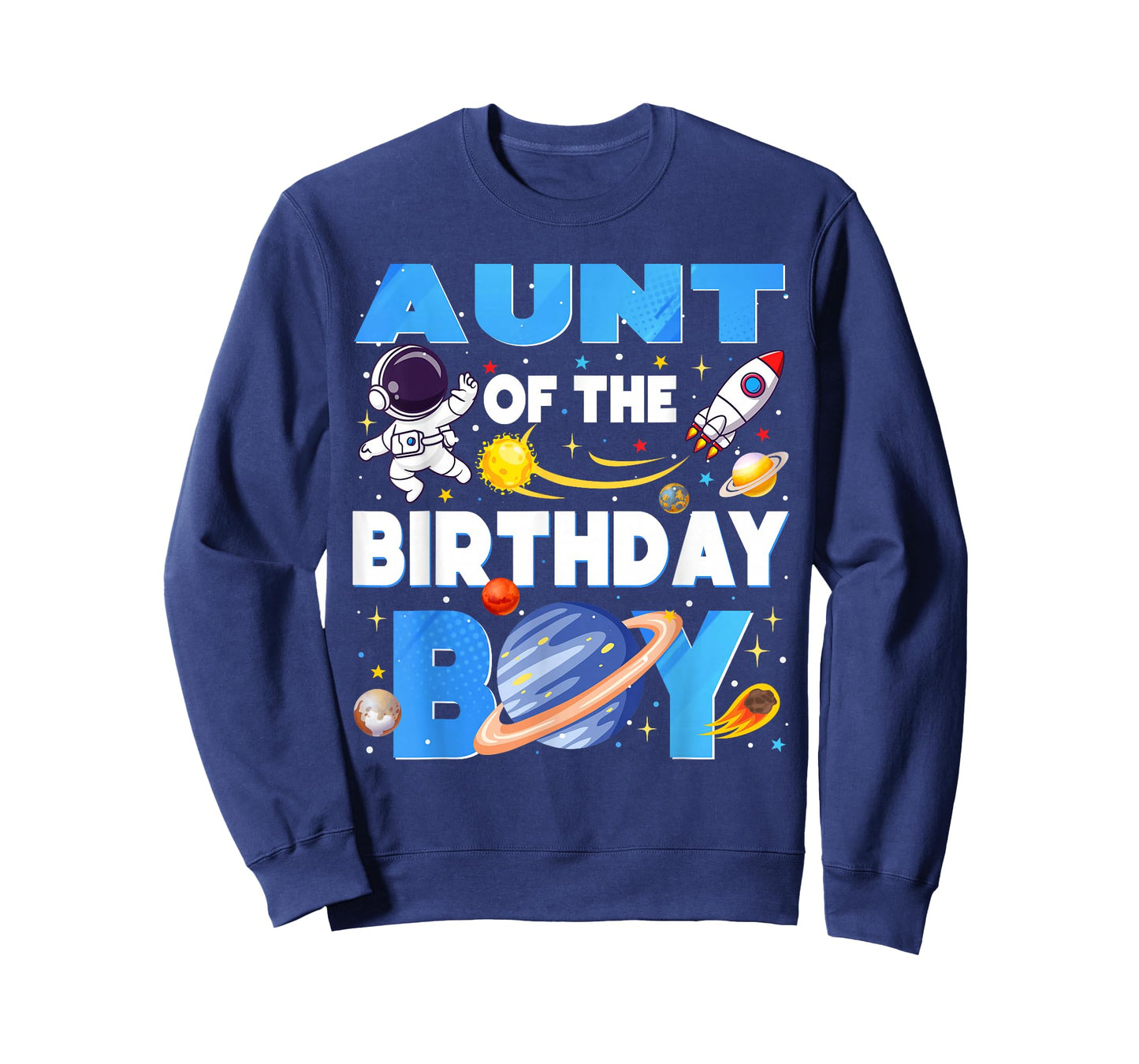 Family Space Planets Aunt of The Birthday Boy Astronaut T-Shirt
