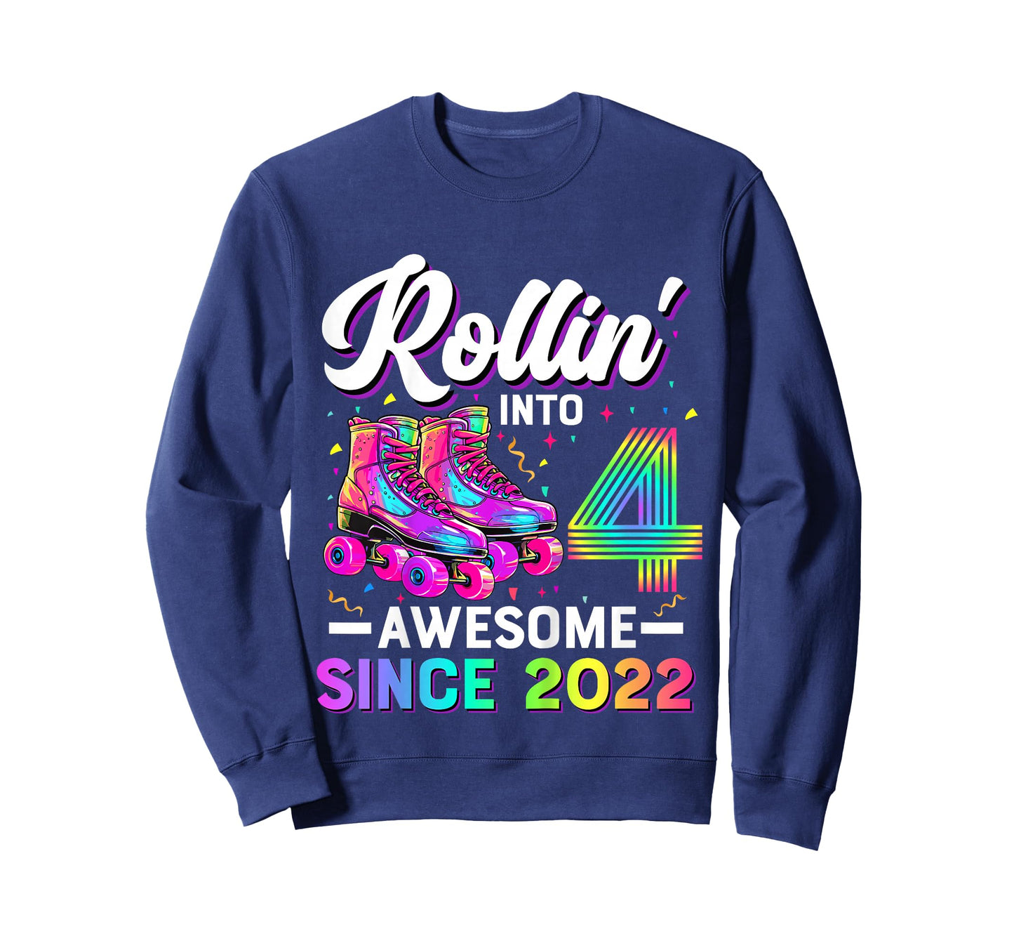 Kids 4th Birthday Shirt Girl Four 4 Year Old Roller Skate Skating T-Shirt