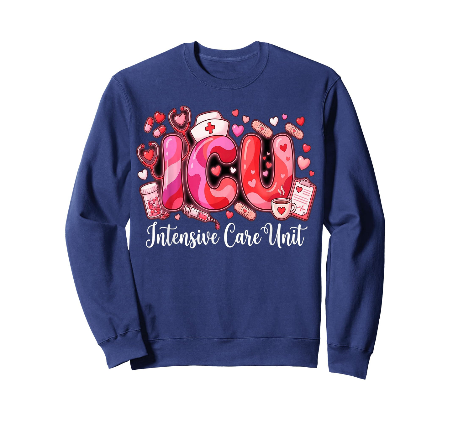 Cute Hearts ICU Valentine Nurse Valentines Day Shirt Nurses T-Shirt