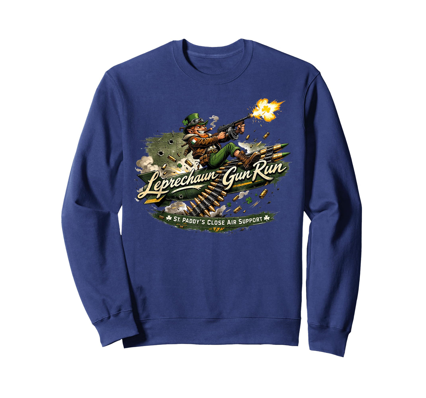 Leprechaun Gun Run Funny Irish Military Design T-Shirt