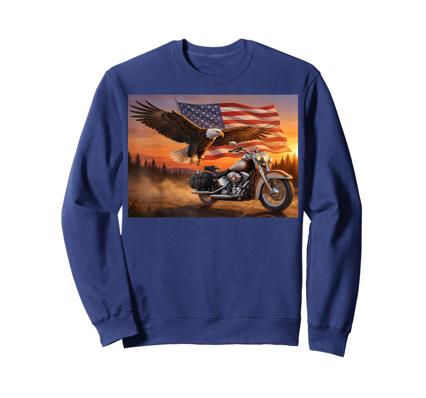 American Flag Motorcycle USA Flag Biker Retro T-Shirt