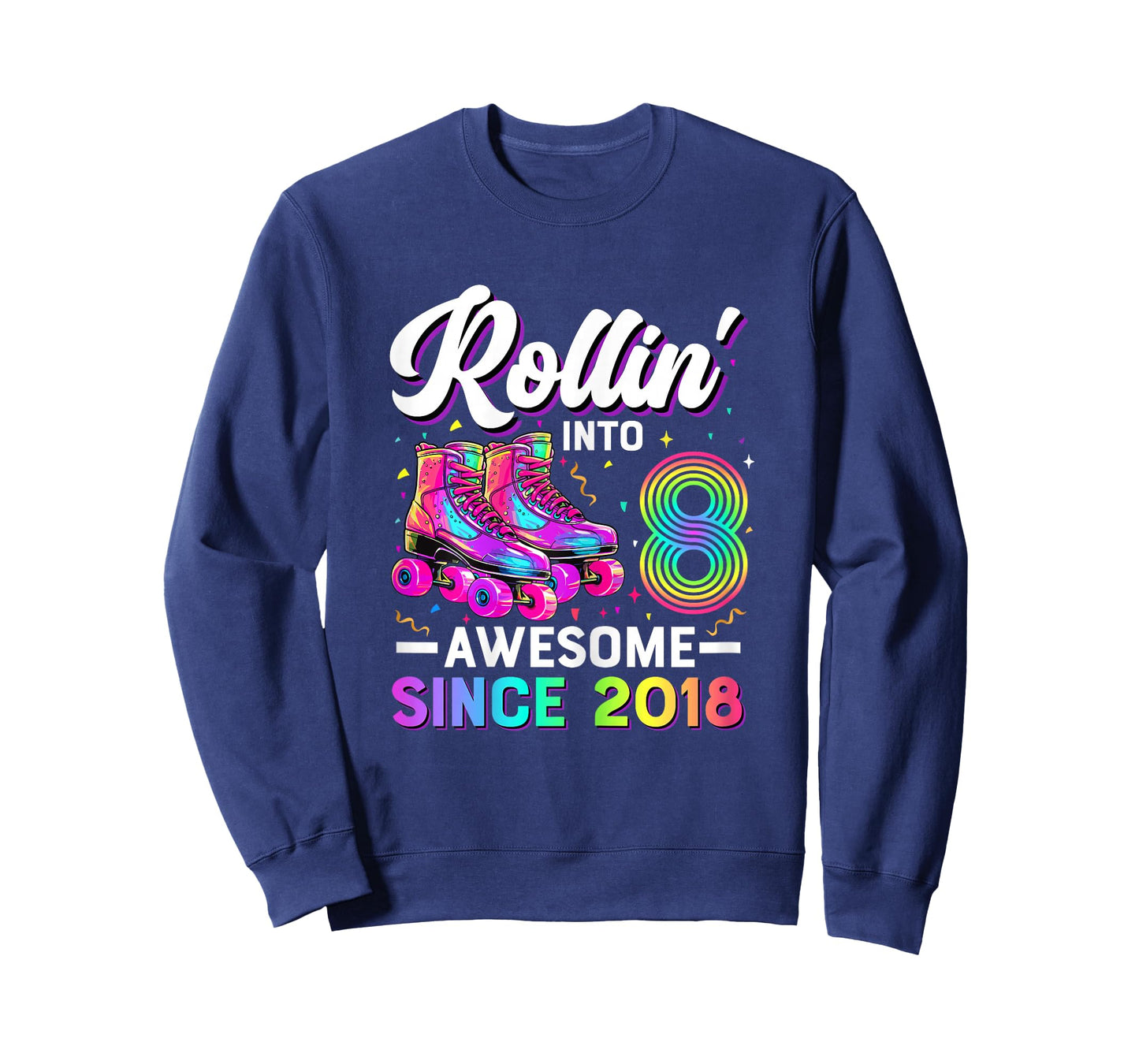 8th Birthday Shirt Girl 8 Year Old Roller Skate Skating T-Shirt