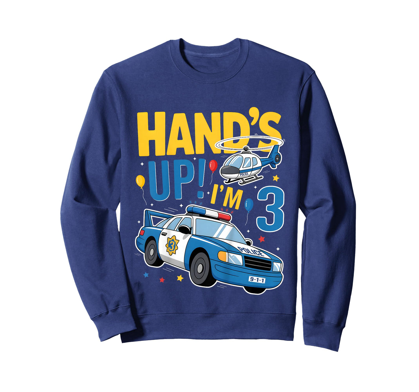 Police 3rd Birthday Boy Girl 3 Year Old Policeman Police Car T-Shirt