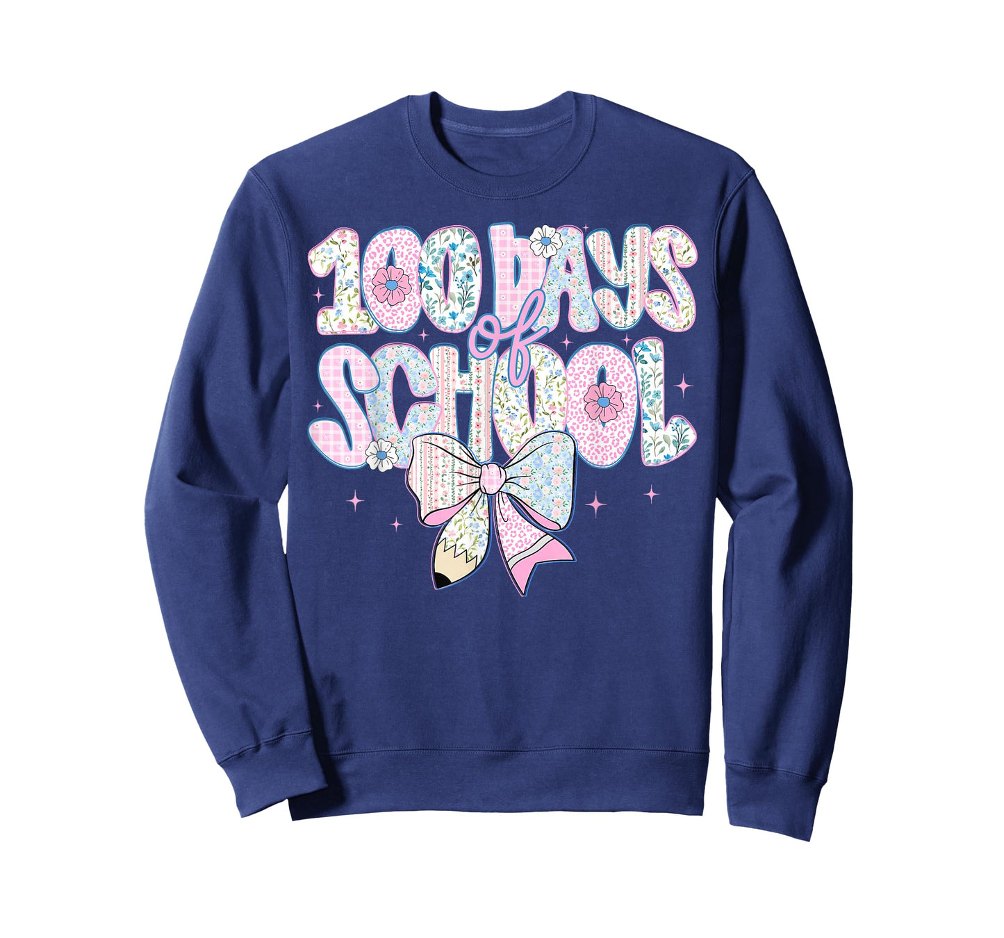 100 Days of School Floral Coquette Pencil Bow Teacher Girls T-Shirt