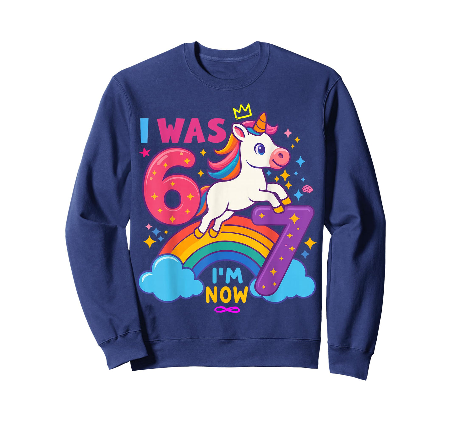 I was 6 Now I'm 6 7 Unicorn 7th Birthday Girl 6 7 Shirt T-Shirt