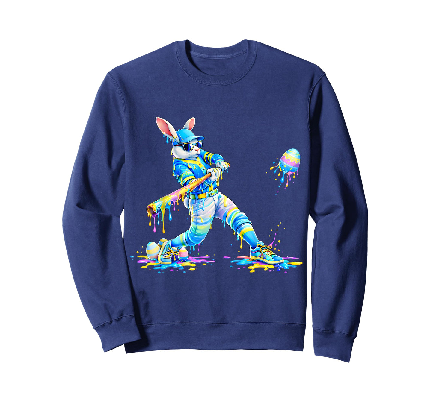Dripping Tie Dye Rabbit Baseball Easter Bunny Men Boy Kid T-Shirt
