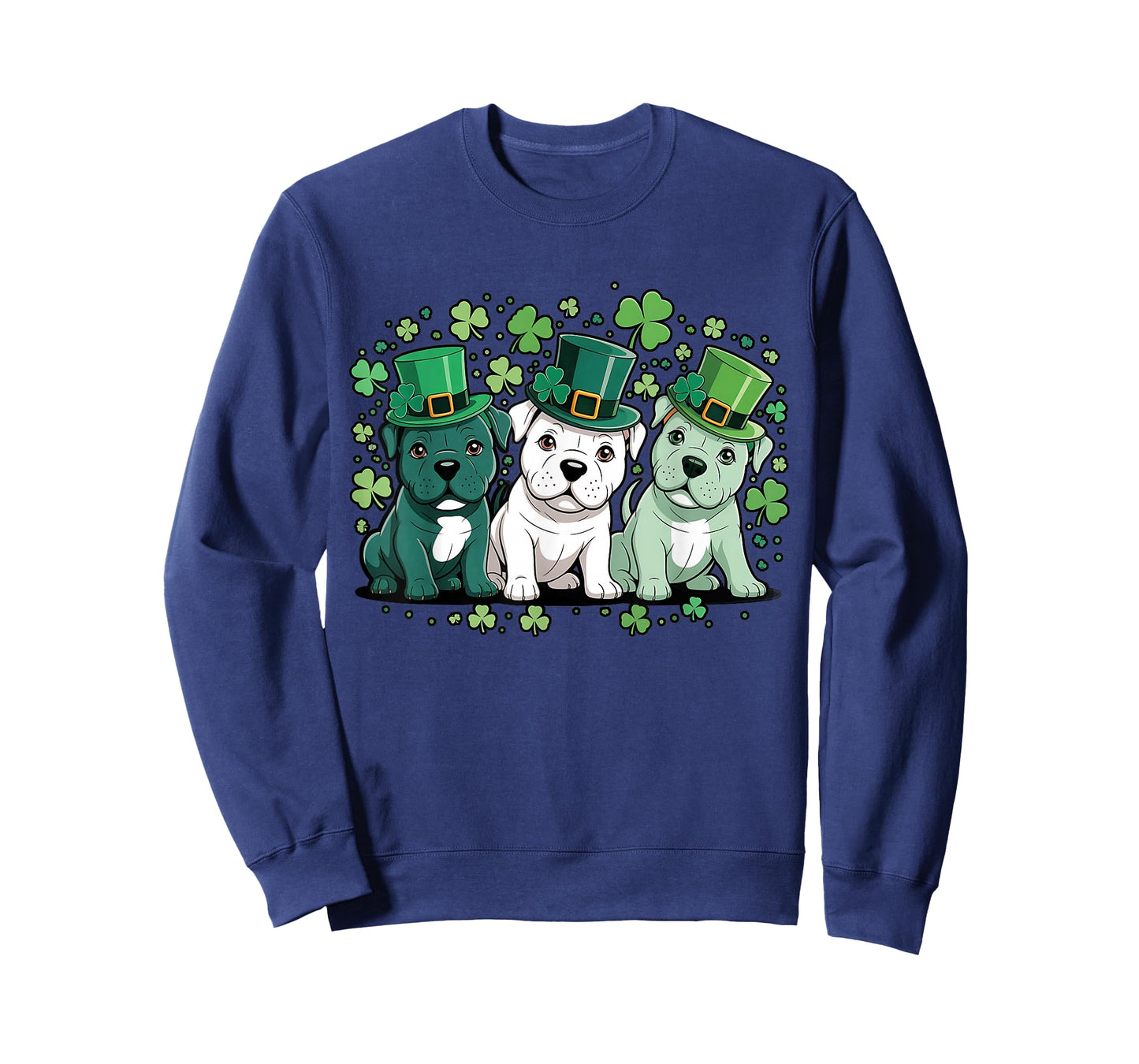 Three Pitbull Dogs St Patricks Day Women Men Kids T-Shirt