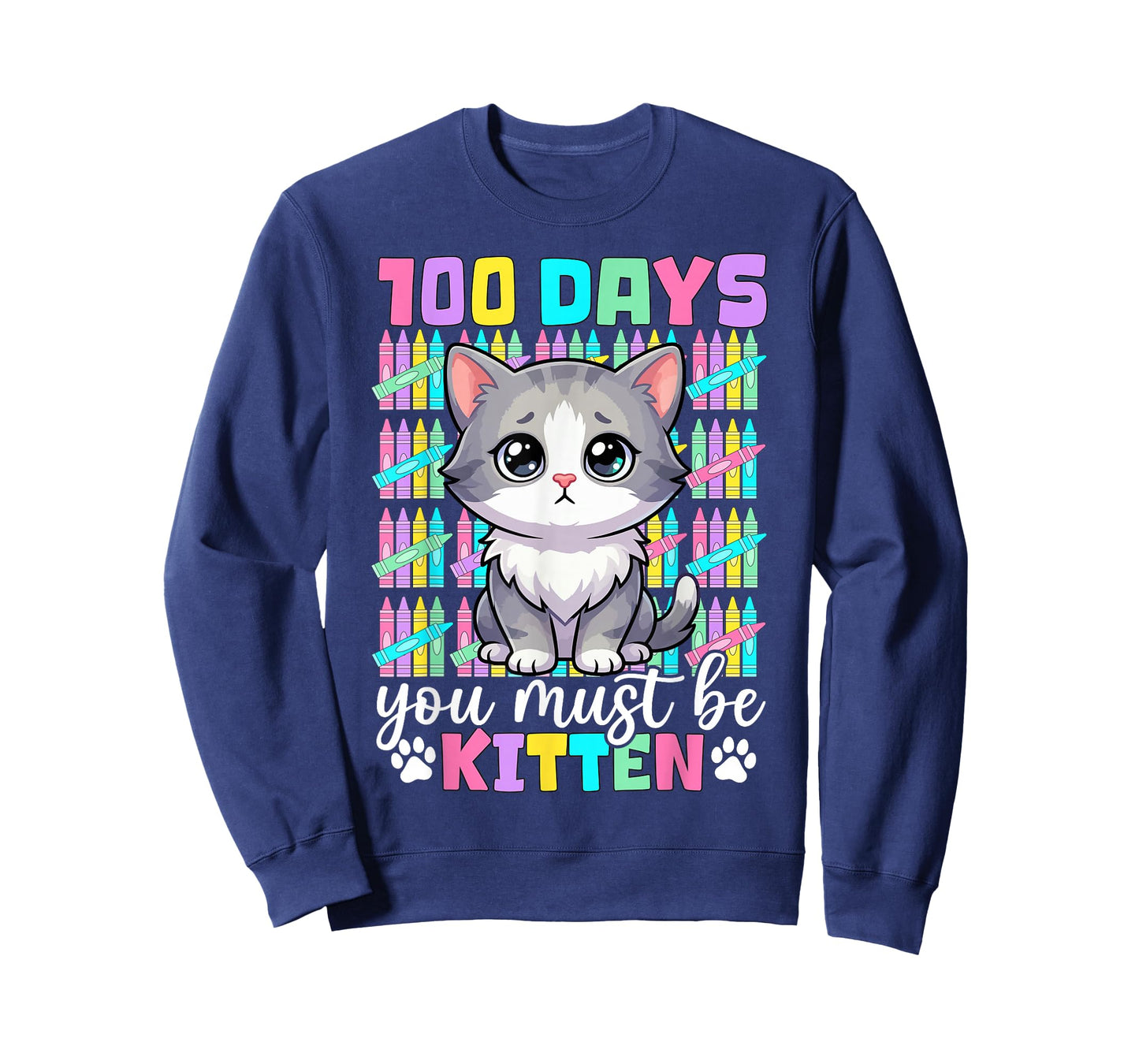 100 Days of School Girls Kids 100th Day of School Kitten Cat T-Shirt