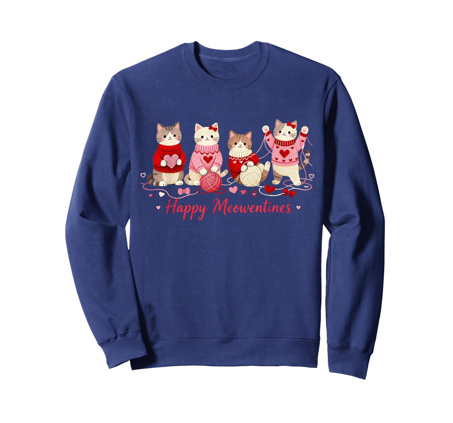 Happy Meowentines Cute Cat Valentine Love Crochet Yearn T-Shirt