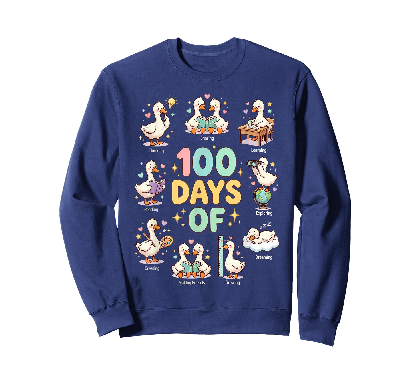 100 Days of School Cute Goose Teacher Classroom Humor T-Shirt