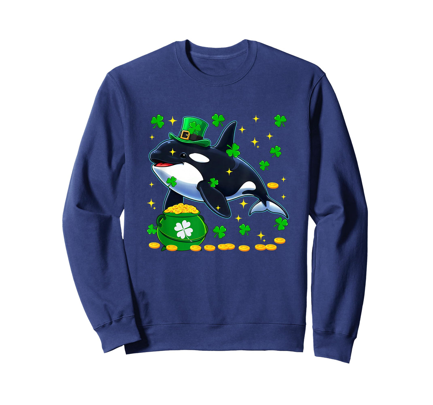 Orca Wearing Irish Costume St. Patrick's Day Shamrocks T-Shirt