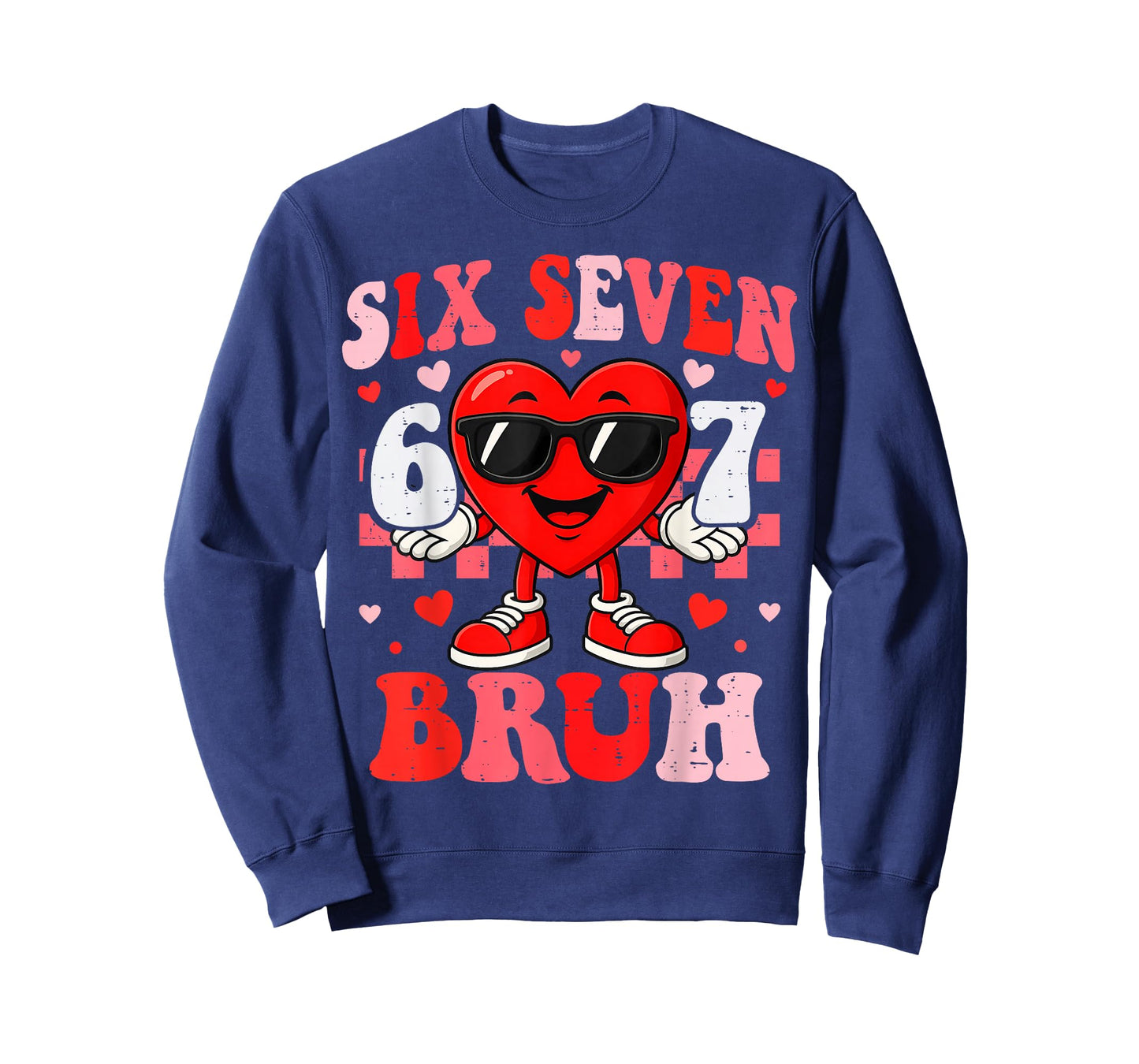 Six Seven Bruh Funny 67 Valentine Heart Boys Teens Kids T-Shirt