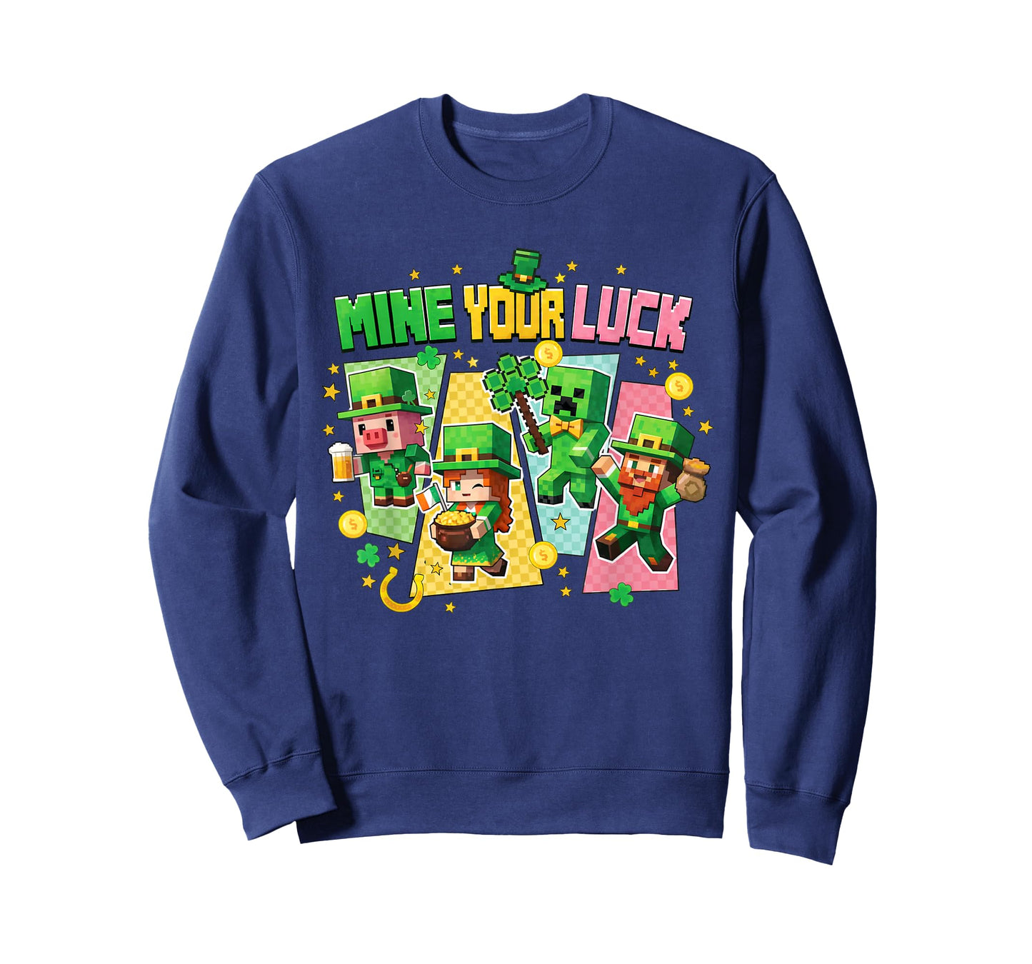 St Patricks Day Pixel Video Games Funny Boy Men Kids T-Shirt