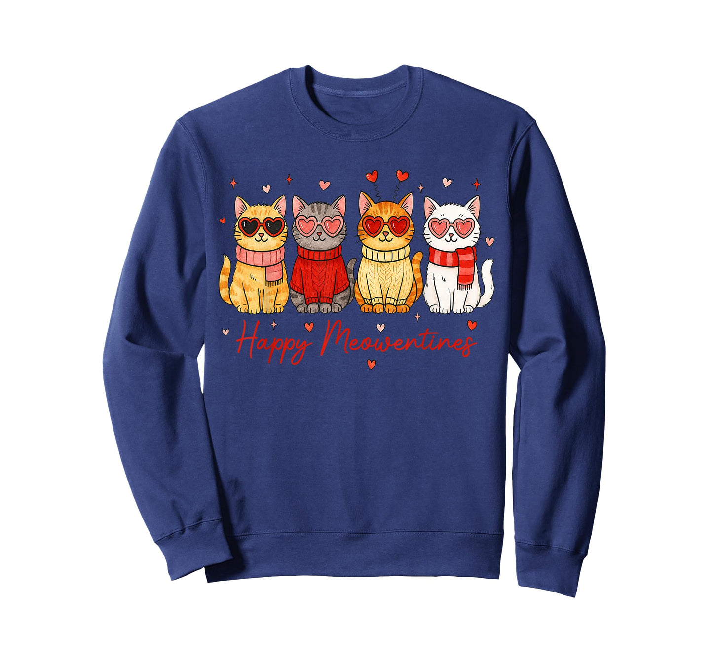 Happy Meowentines Cute Cat Valentine Funny Hearts Women Girl T-Shirt
