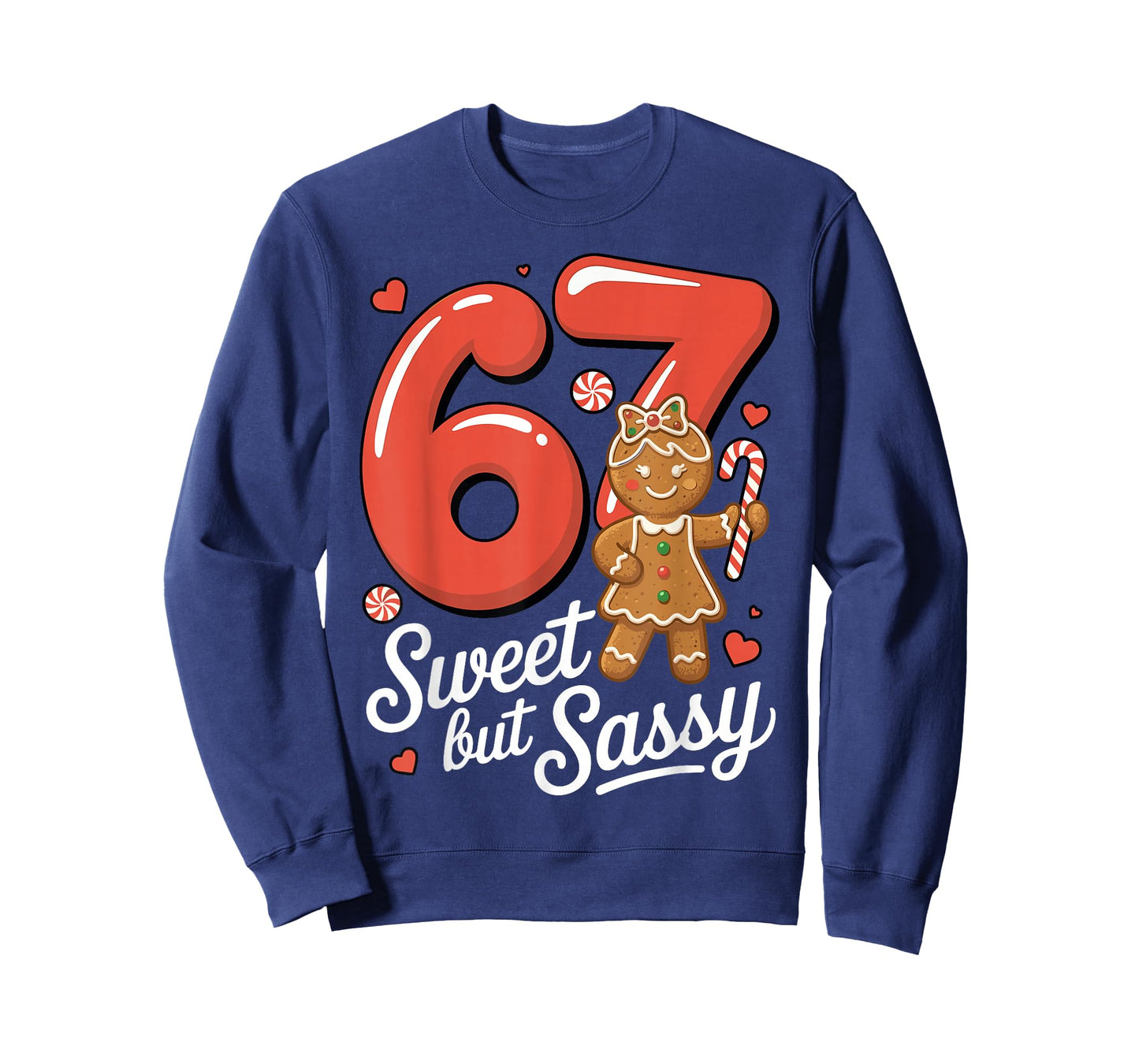 Cute Gingerbread Girl 67 Red Bubble Letters Candy Cane T-Shirt
