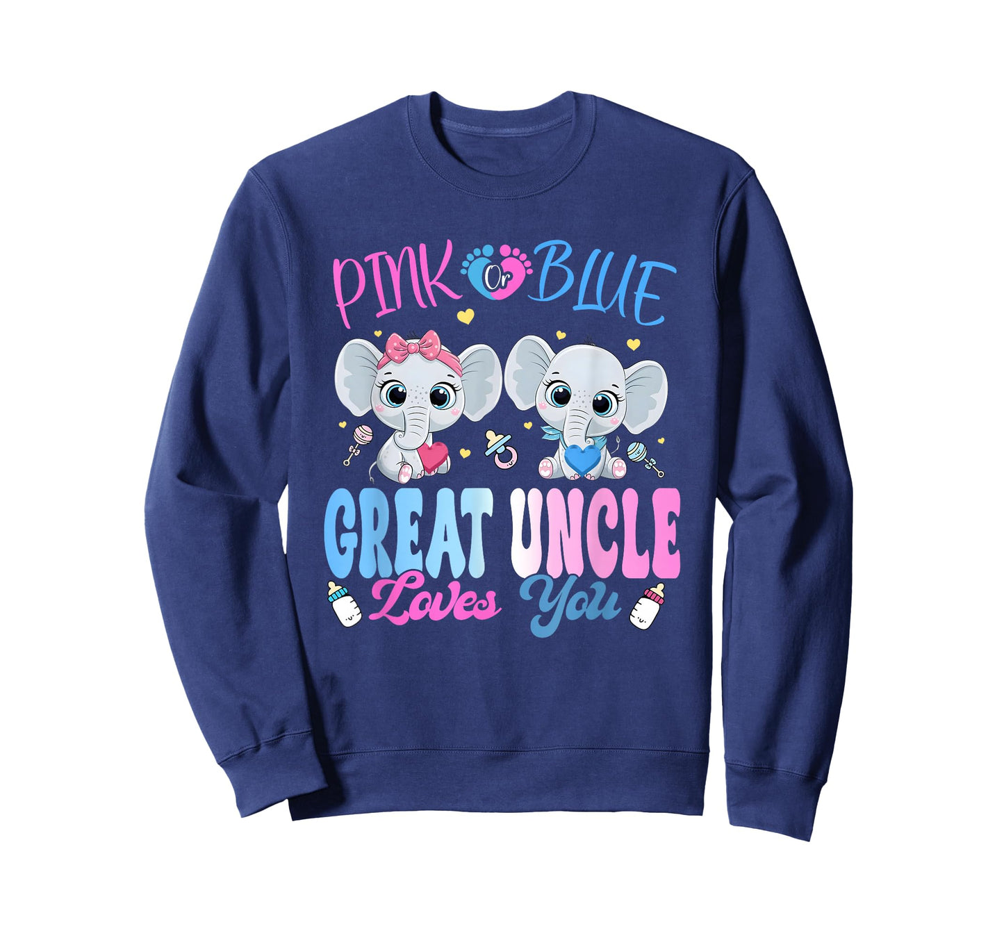 Pink or Blue Great Uncle Loves You Gender Reveal Elephant T-Shirt