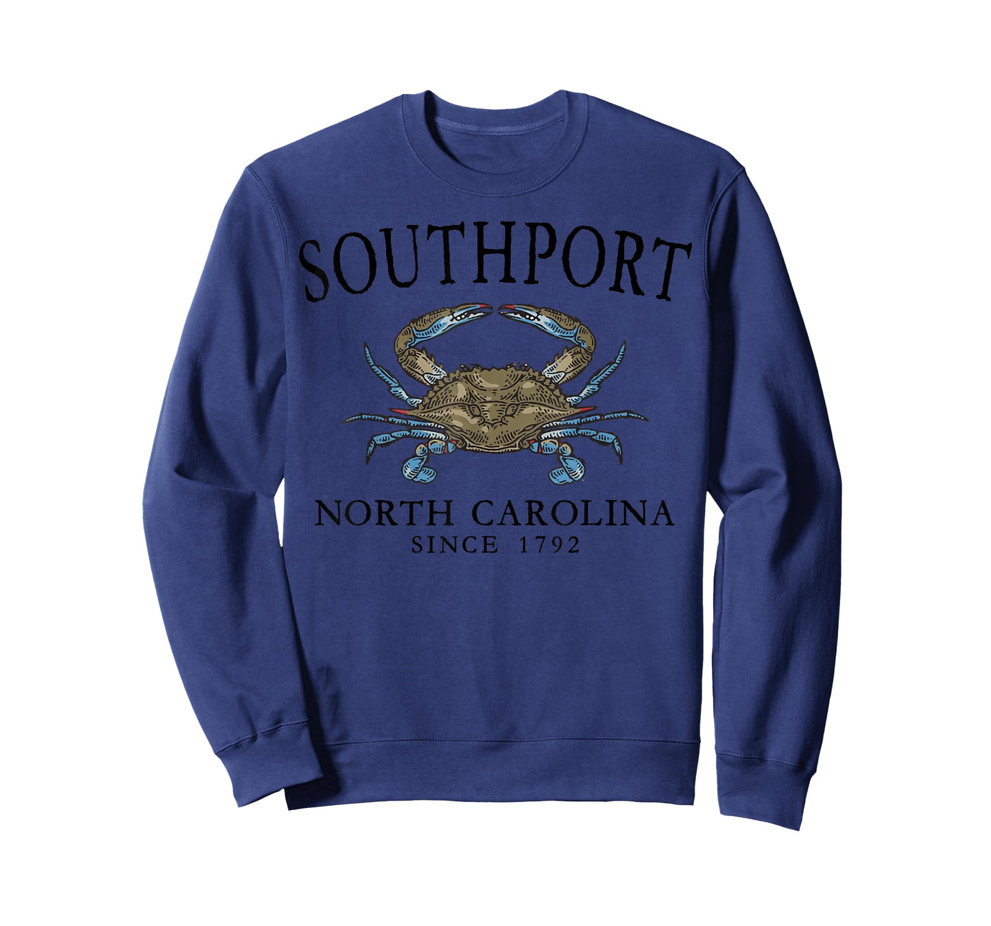 Southport North Carolina Blue Crab Since 1792 Black Letters T-Shirt