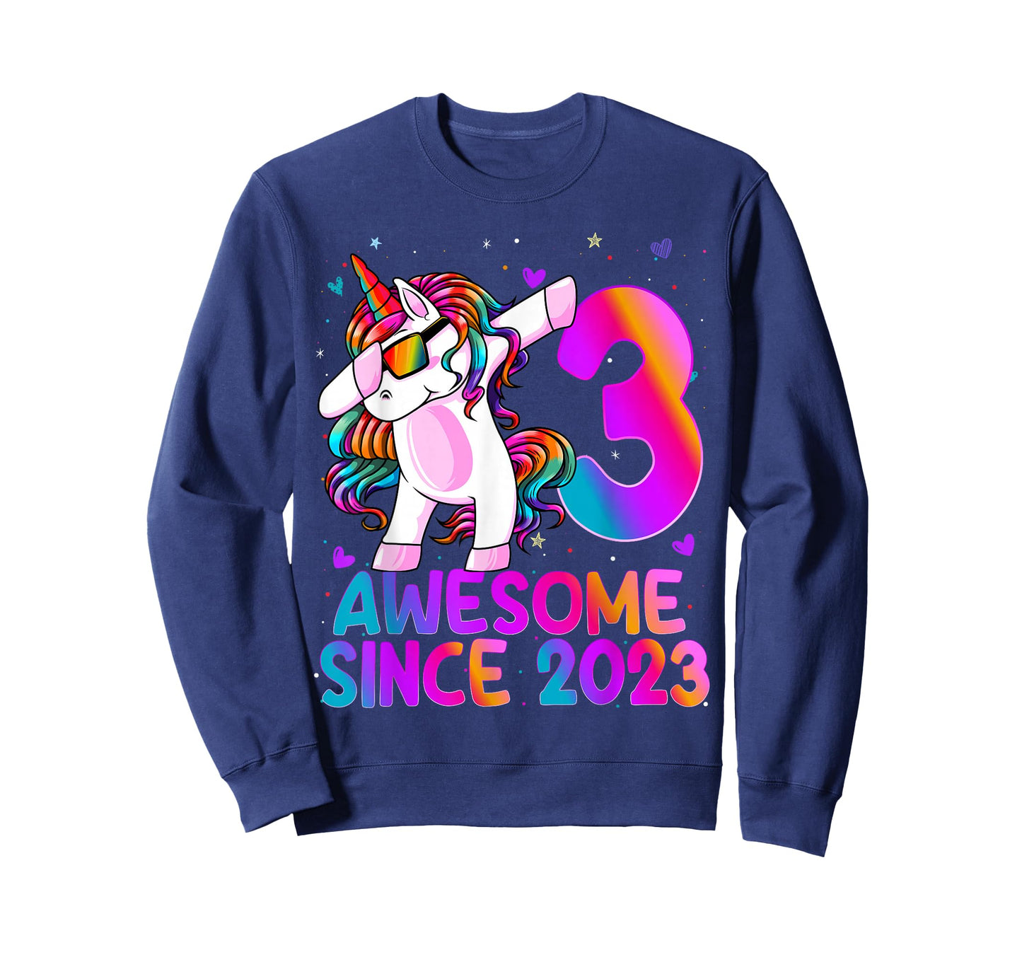 3 Year Old Girl Awesome Since 2023 Unicorn 3rd Birthday Girl T-Shirt