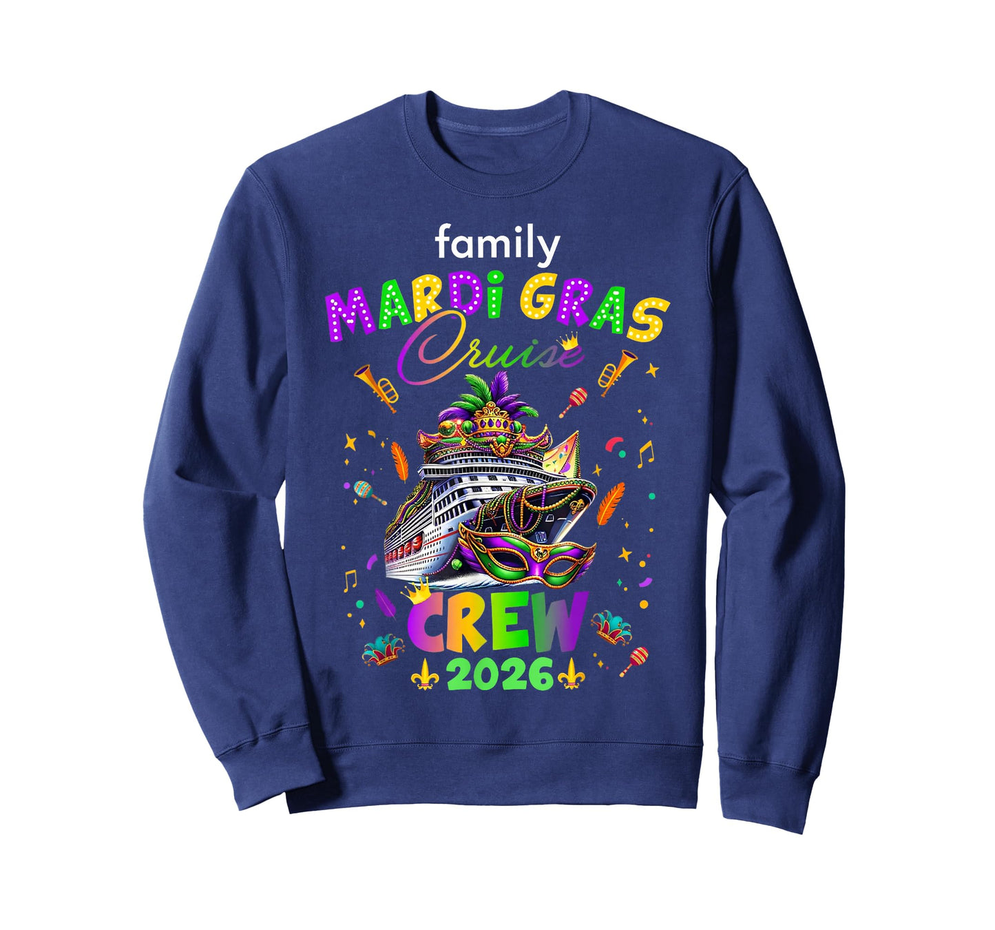 Family Mardi Gras Cruise Crew 2026 Matching Carnival Party T-Shirt