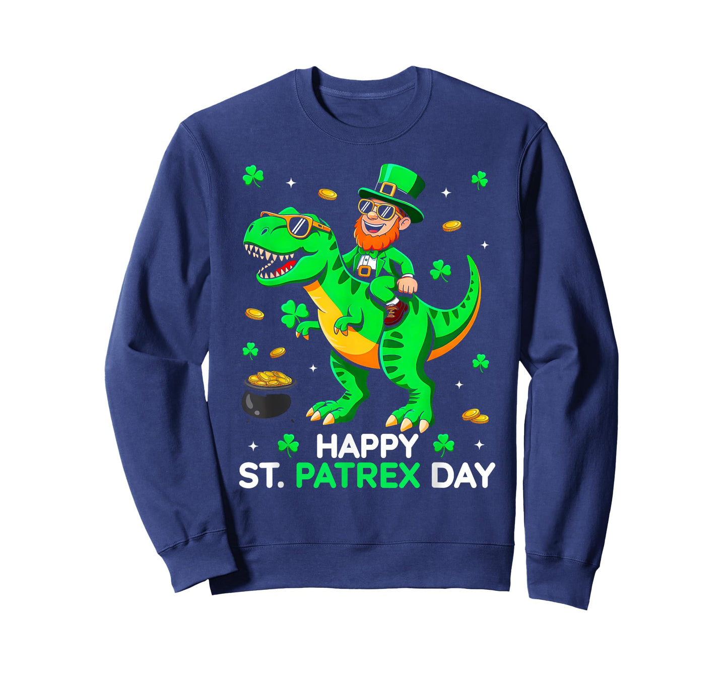 Dinosaur St Patricks Day Leprechaun Saint Pattys Boys Kids T-Shirt