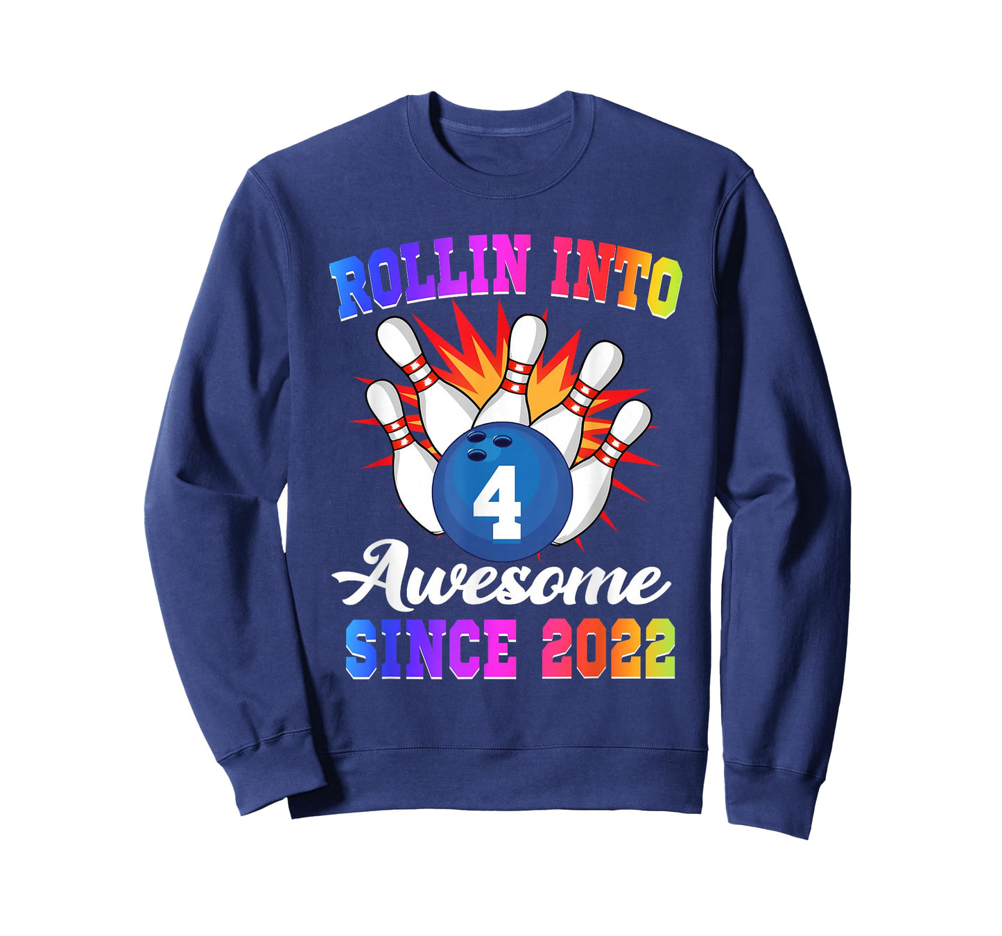 Rollin into 4 Awesome Since 2022 Bowling Girl 4th Birthday T-Shirt