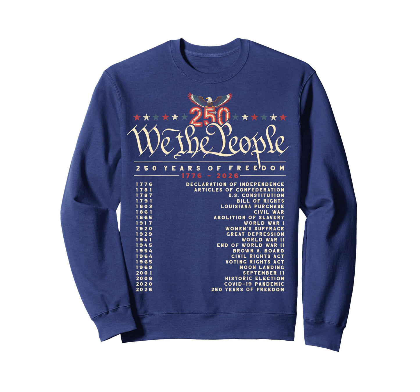 250 Year Timeline 1776–2026 Patriotic Historical Anniversary T-Shirt
