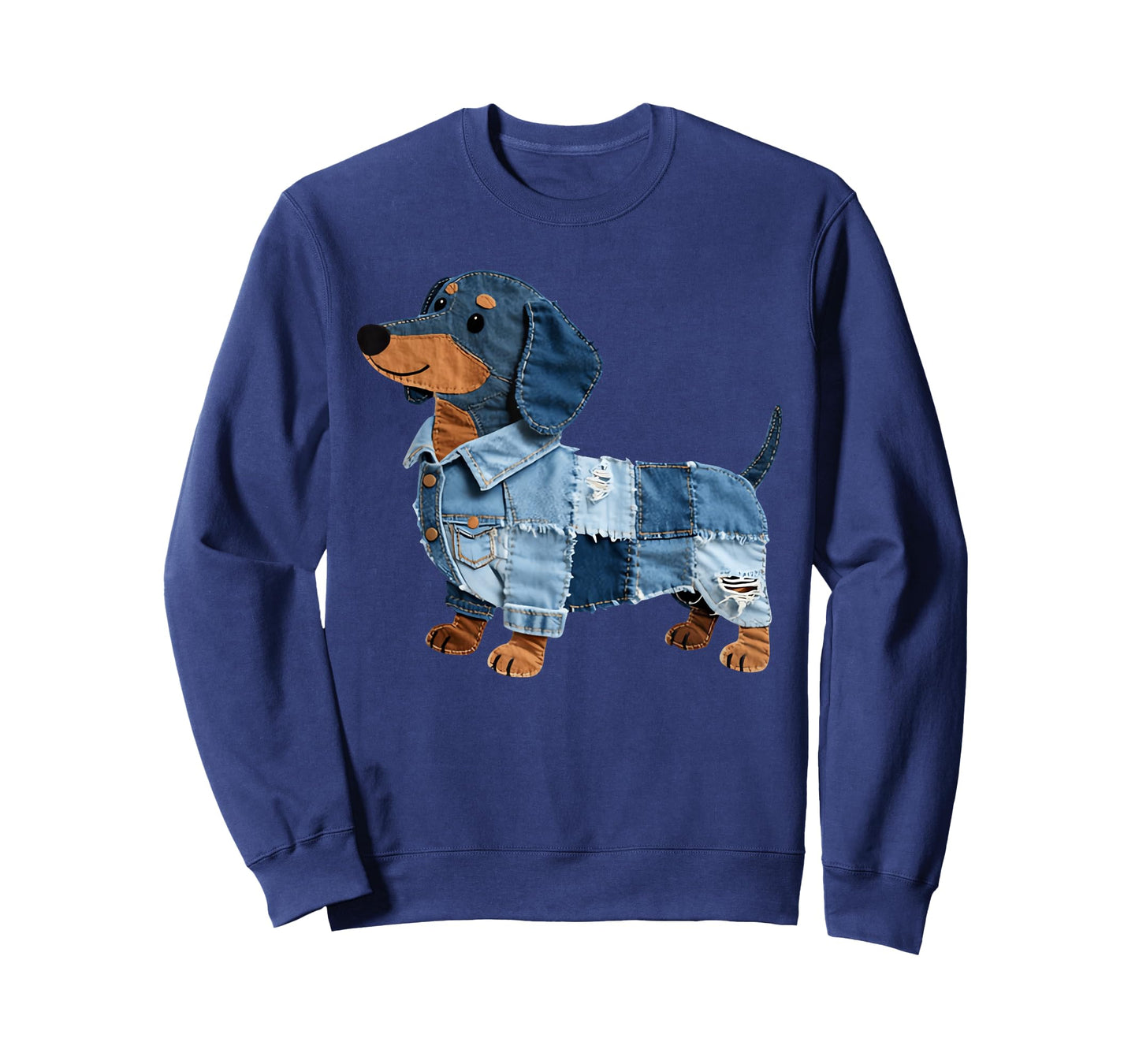 Denim Dachshund Dog Patchwork Puppy Vintage Art T-Shirt