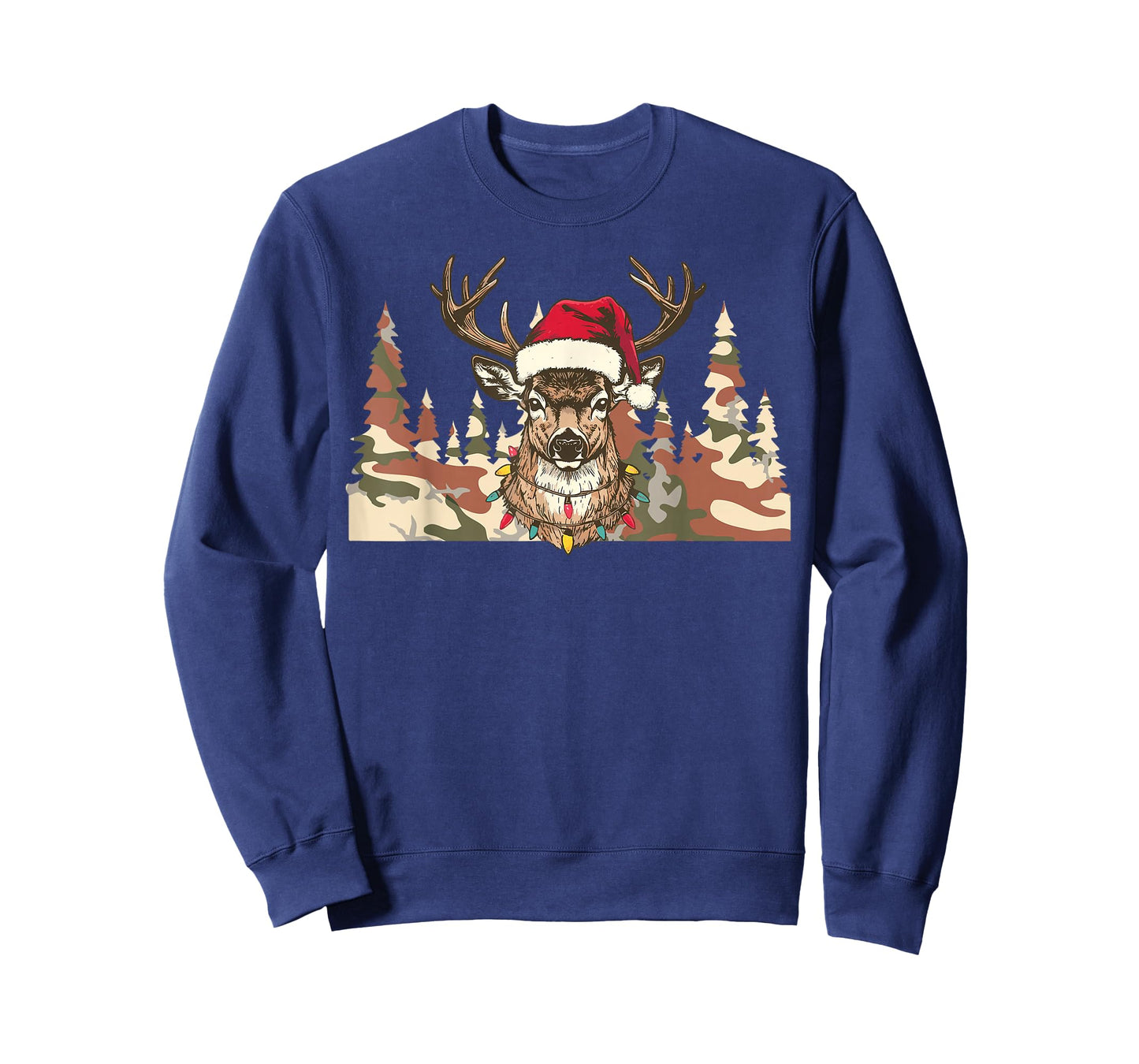 Christmas Holiday Camo Hunting Reindeer Deer Xmas Lights T-Shirt