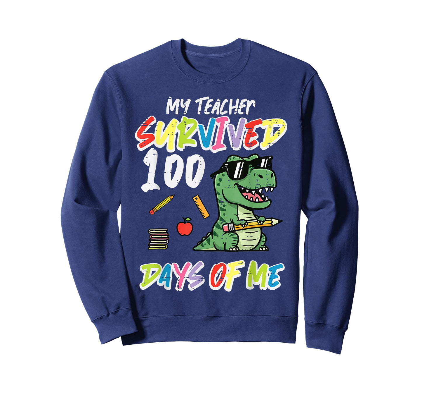 Teacher Survived 100 Days Me Dino 100th Day School Boys Kids T-Shirt