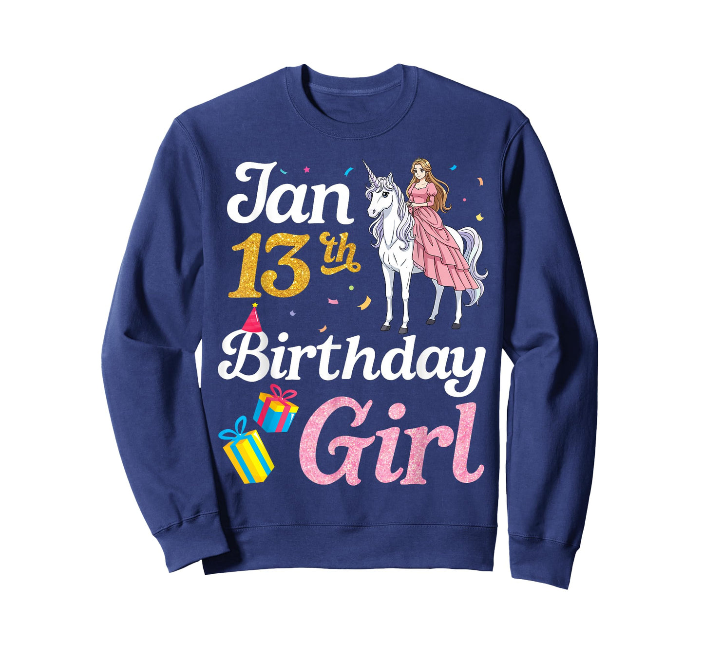 Born On January 13th Happy Birthday to Me Cute Unicorn Girl T-Shirt