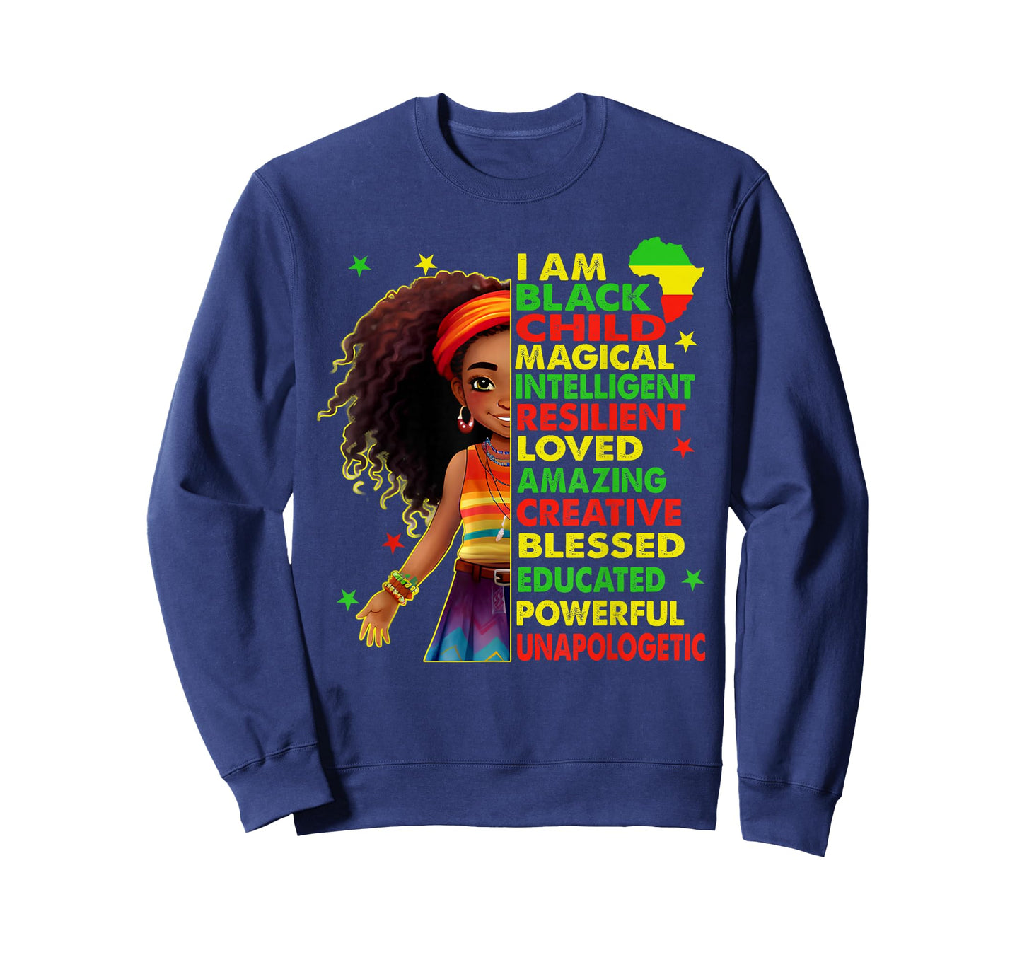 I Am Black Child Juneteenth African American Girls Kids T-Shirt