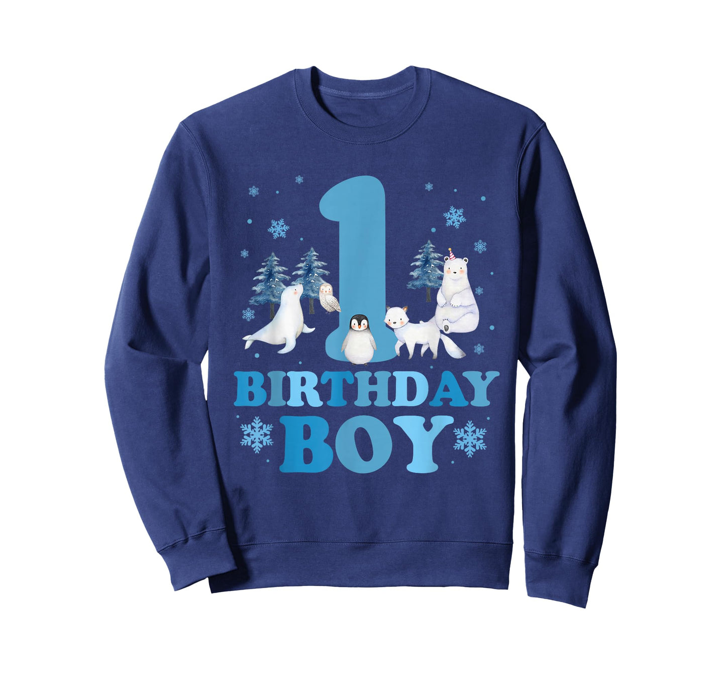 Winter 1st Birthday Boy Arctic Animals 1 Year Old Birthday T-Shirt