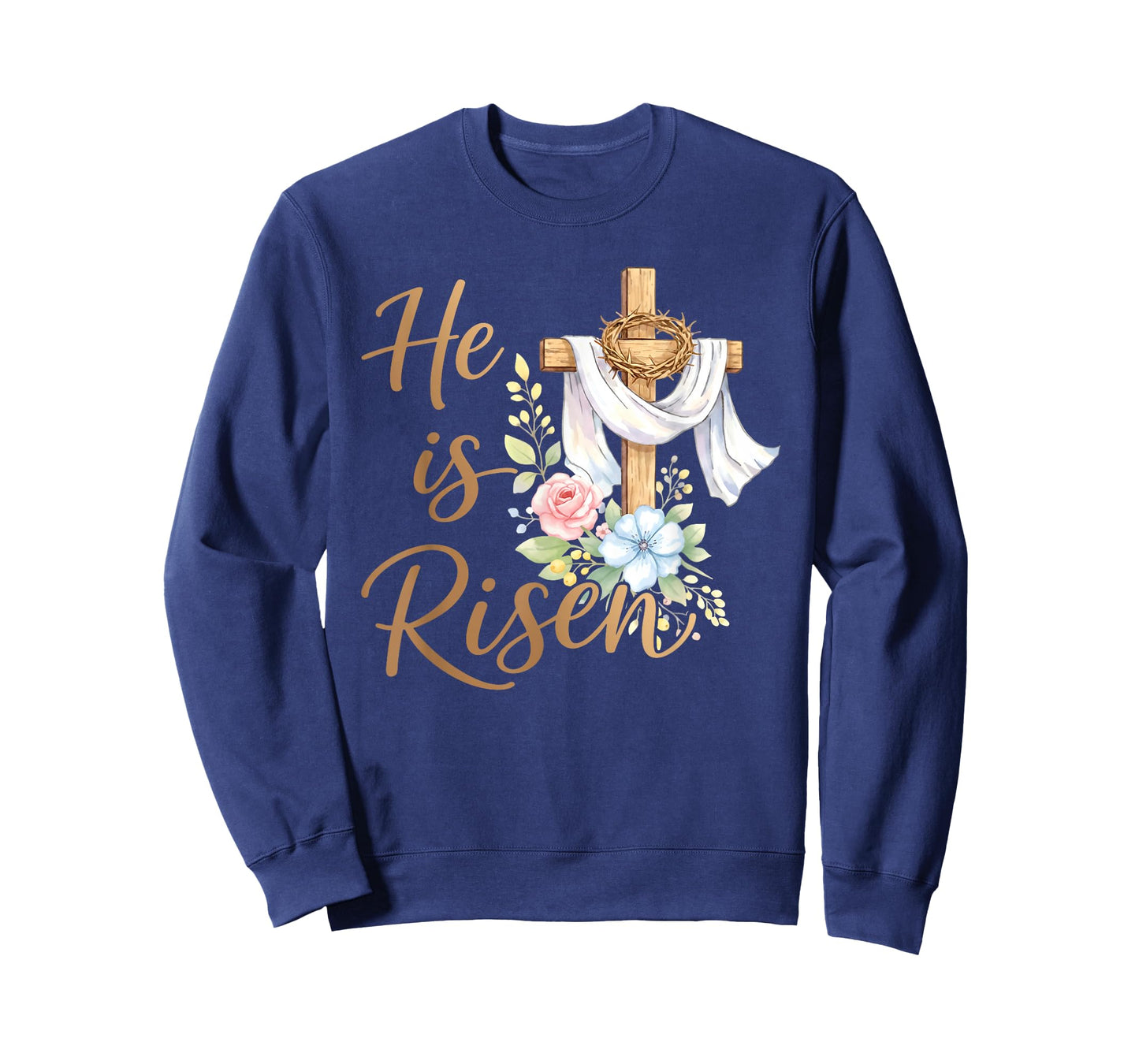 He is Risen Floral Cross Christian Vintage Happy Easter Day T-Shirt