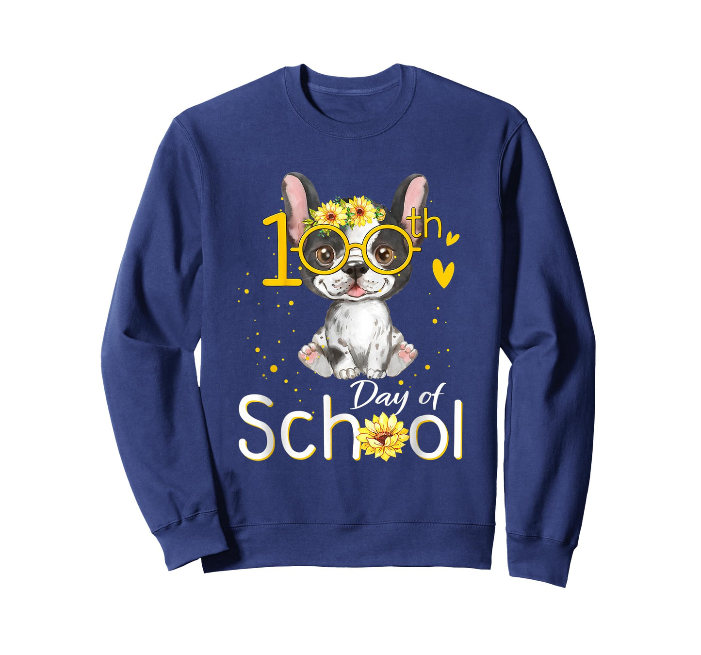 Happy 100 Days of School French Bulldog 100th Day of School T-Shirt